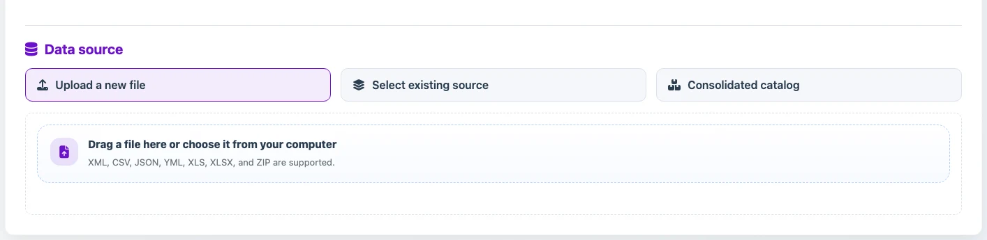 Uploading an XML file while creating a consolidated catalog import profile