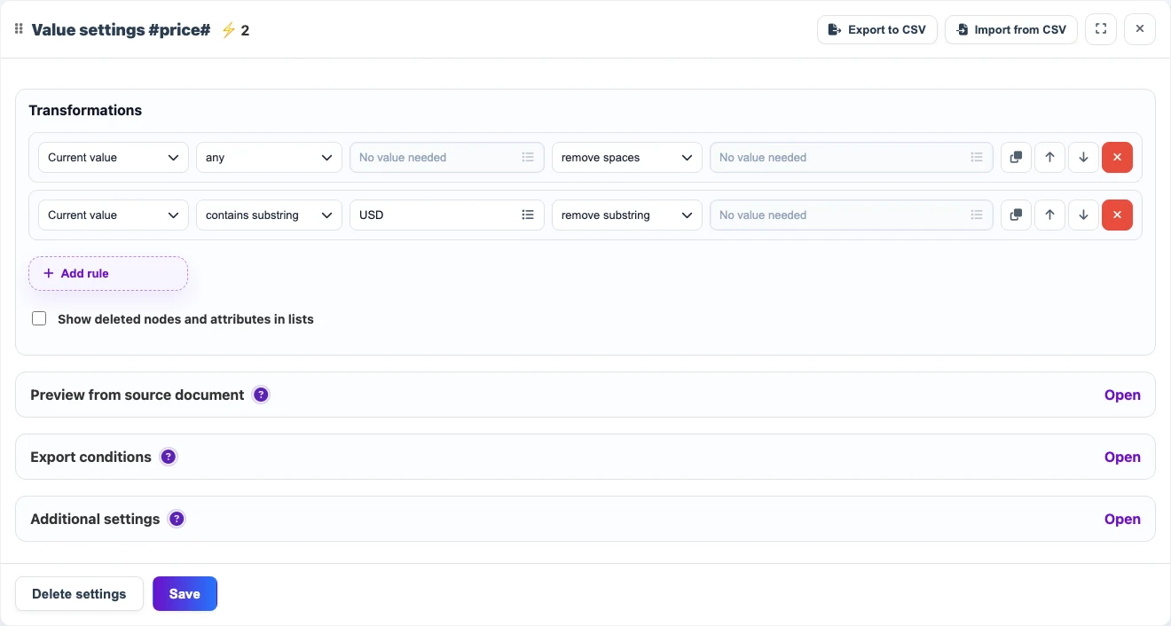 Open image larger Price transformations: remove spaces and remove the USD substring