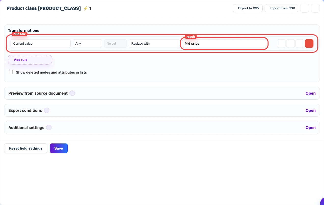 New Product class field with a default value rule